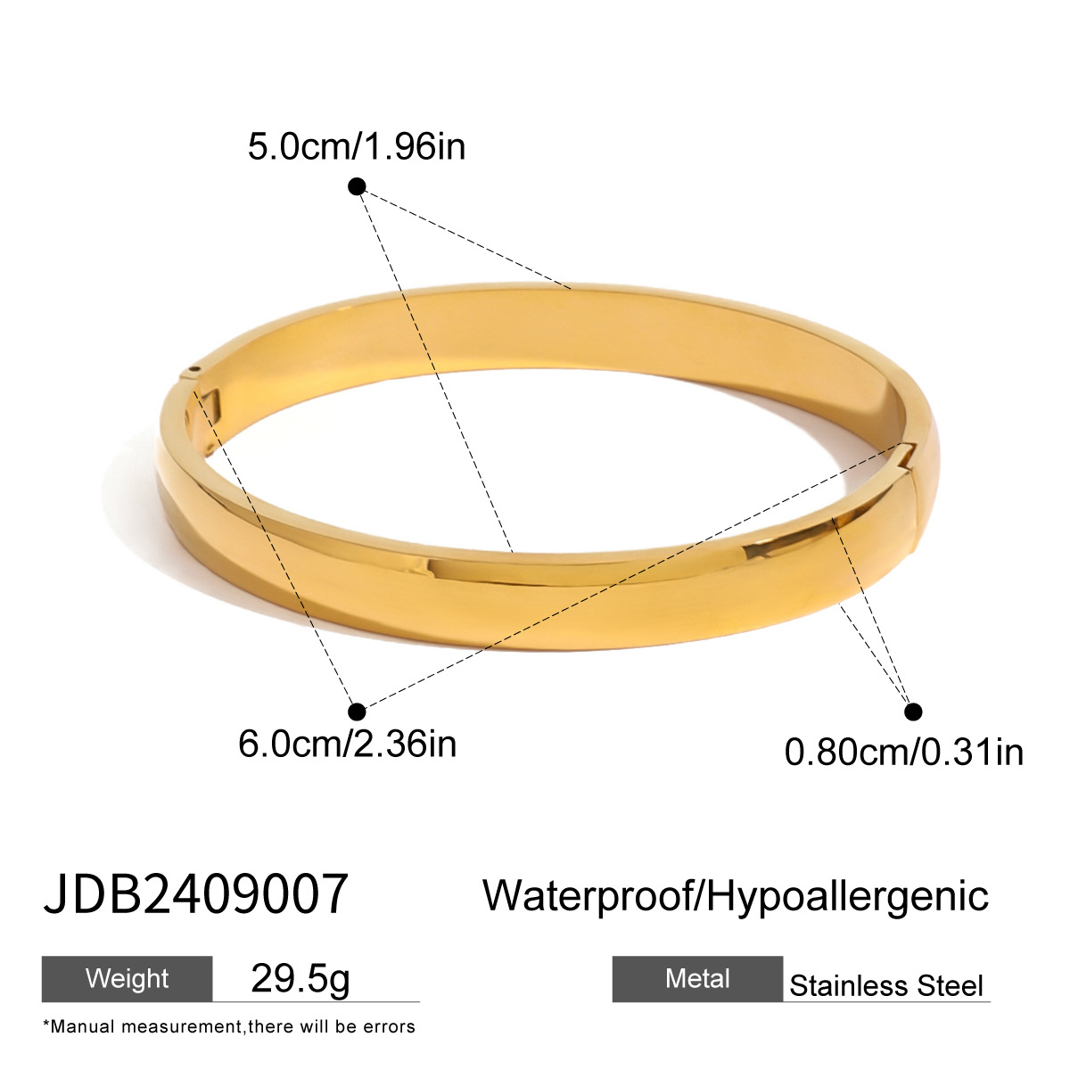 1 Piece Simple Classic Style Geometric Shape Stainless Steel  Gold Color Women's Bangle 